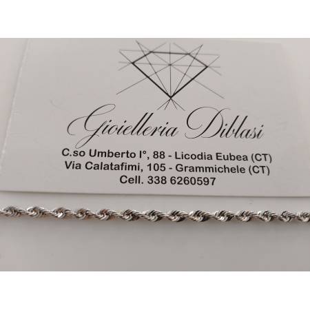 BRACCIALE In ORO BIANCO 18 Karati 750% Donna Maglia CORDA Fune Intrecciata Lenta