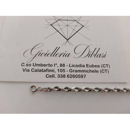 BRACCIALE In ORO BIANCO 18 Karati 750% Donna Maglia CORDA Fune Intrecciata Lenta