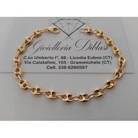 BRACCIALE Uomo Donna Unisex In ORO GIALLO 18 Karati 750% Catena Maglia MARINARA
