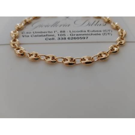 BRACCIALE Uomo Donna Unisex In ORO GIALLO 18 Karati 750% Catena Maglia MARINARA