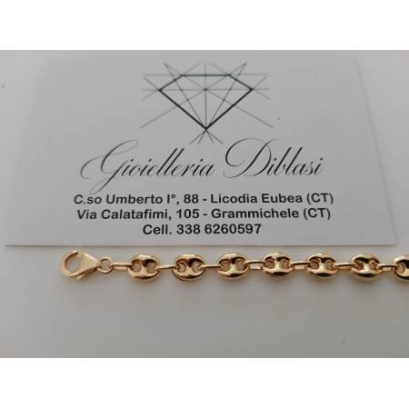 BRACCIALE Uomo Donna Unisex In ORO GIALLO 18 Karati 750% Catena Maglia MARINARA