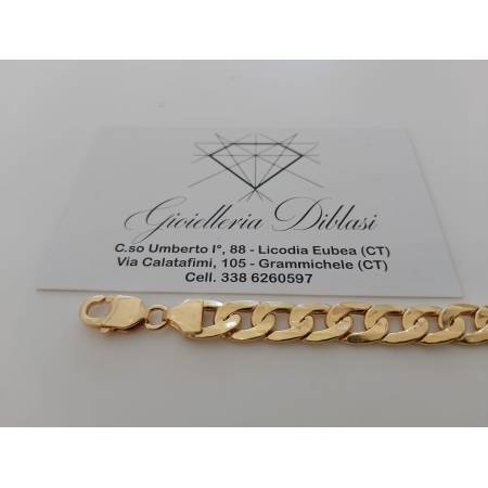 BRACCIALE Uomo Donna Unisex ORO GIALLO 18 Karati 750/1000 Maglia Catena GRUMETTA