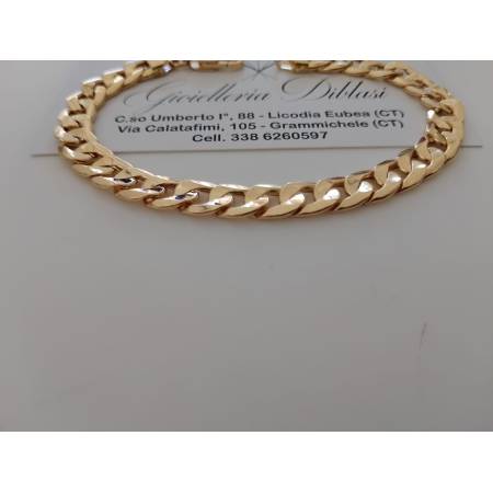 BRACCIALE Uomo Donna Unisex ORO GIALLO 18 Karati 750/1000 Maglia Catena GRUMETTA