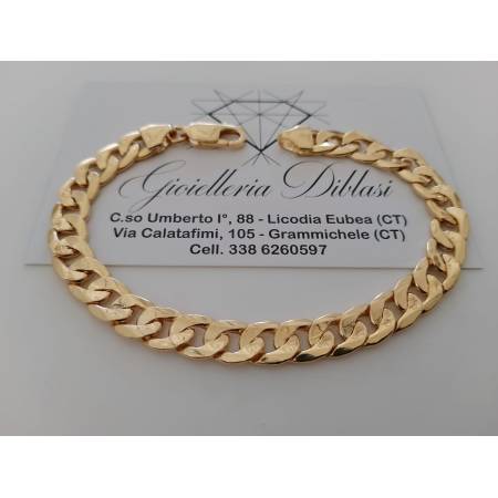 BRACCIALE Uomo Donna Unisex ORO GIALLO 18 Karati 750/1000 Maglia Catena GRUMETTA