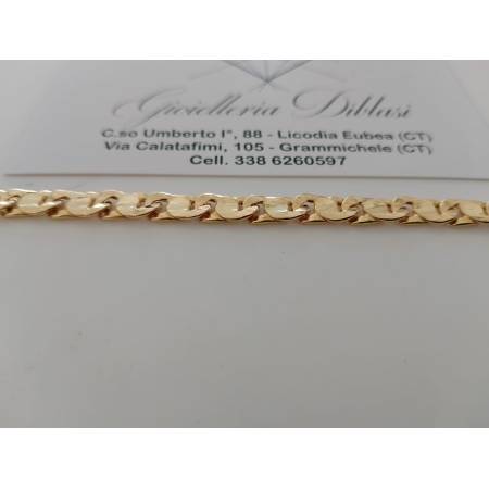 BRACCIALE Uomo Donna Unisex ORO GIALLO 18 Karati 750/1000 Maglia CATENA Piatta