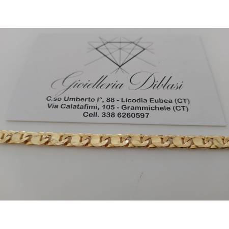 BRACCIALE Uomo Donna Unisex ORO GIALLO 18 Karati 750/1000 Maglia CATENA Piatta