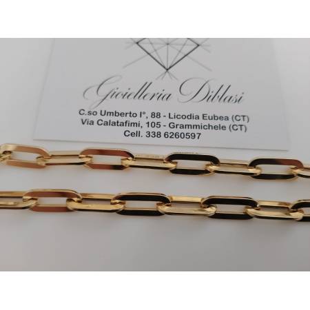 COLLANA Donna ORO GIALLO 18 Karati 750% Maglia CATENA Lucida Collier GIROCOLLO