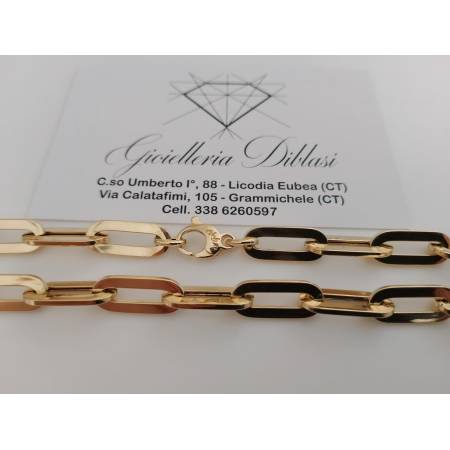 COLLANA Donna ORO GIALLO 18 Karati 750% Maglia CATENA Lucida Collier GIROCOLLO