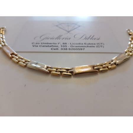 BRACCIALE ORO GIALLO BIANCO ROSSO 18 Karati 750% Uomo Donna Maglia Con Piastrine