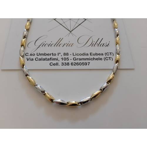 COLLANA ORO Bicolore GIALLO BIANCO 18...