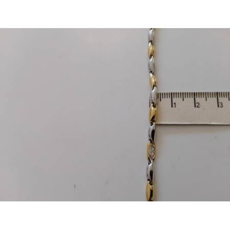 COLLANA ORO Bicolore GIALLO BIANCO 18 Kt 750% Unisex Maglia Tubolare Alternata