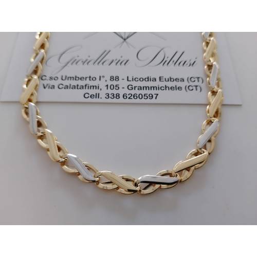 COLLANA ORO Bicolore GIALLO BIANCO 18...