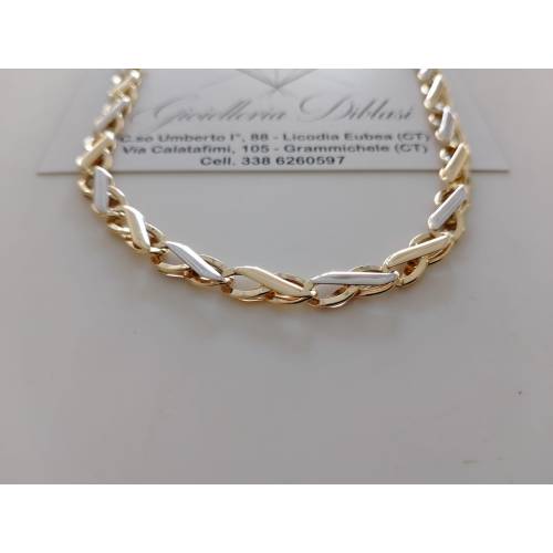COLLANA ORO Bicolore GIALLO BIANCO 18...