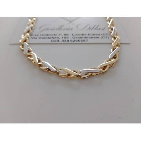COLLANA ORO Bicolore GIALLO BIANCO 18 Karati 750% Uomo Donna Collier Girocollo