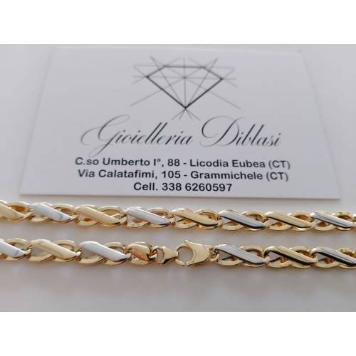 COLLANA ORO Bicolore GIALLO BIANCO 18...