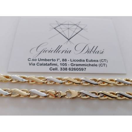 COLLANA ORO Bicolore GIALLO BIANCO 18 Karati 750% Uomo Donna Collier Girocollo