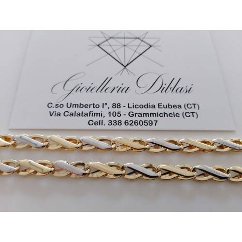 COLLANA ORO Bicolore GIALLO BIANCO 18...