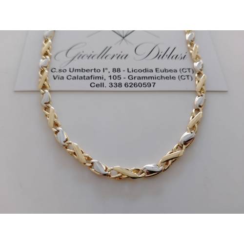 COLLANA ORO Bicolore GIALLO BIANCO 18...