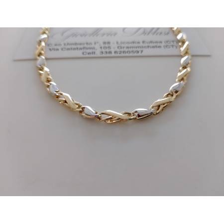 COLLANA ORO Bicolore GIALLO BIANCO 18 Karati 750% Uomo Donna Collier Girocollo