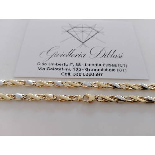 COLLANA ORO Bicolore GIALLO BIANCO 18...