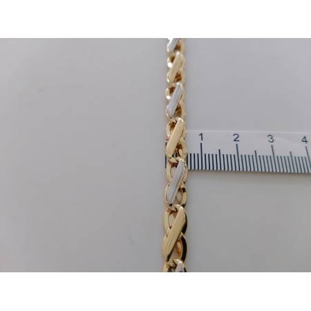 BRACCIALE Bicolore Maglia Alternata Uomo Donna ORO GIALLO BIANCO 18 Karati 750%