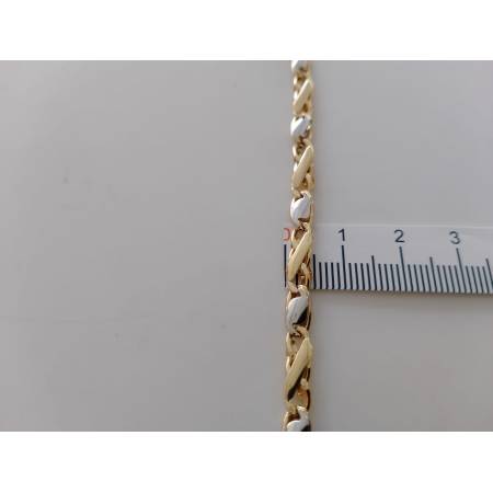 BRACCIALE Bicolore Maglia Alternata Uomo Donna ORO GIALLO BIANCO 18 Karati 750%