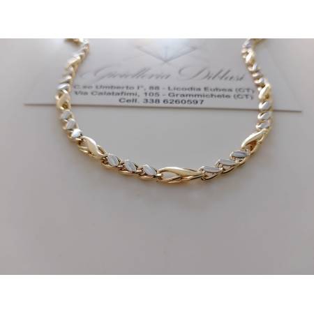 COLLANA Uomo Donna ORO Bicolore 18 Karati 750% GIALLO E BIANCO Collier GIROCOLLO