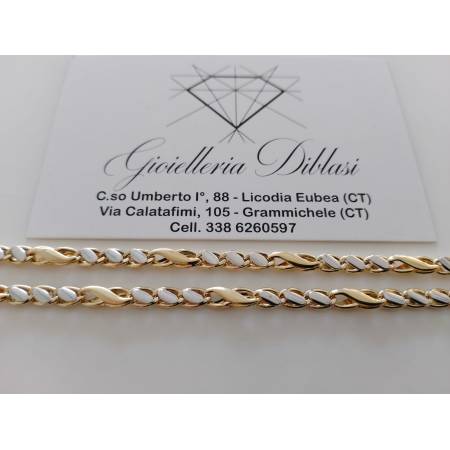 COLLANA Uomo Donna ORO Bicolore 18 Karati 750% GIALLO E BIANCO Collier GIROCOLLO