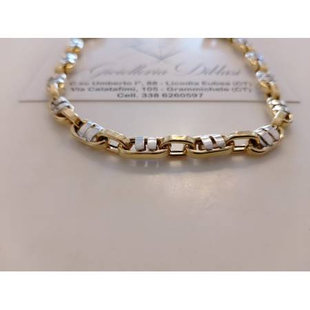 COLLANA Uomo Donna ORO Bicolore 18 Karati 750% GIALLO E BIANCO Collier GIROCOLLO