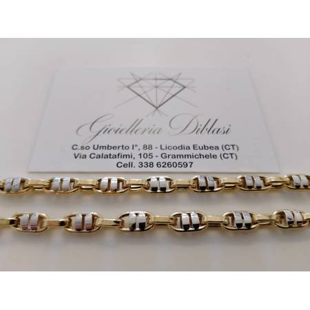 COLLANA Uomo Donna ORO Bicolore 18 Karati 750% GIALLO E BIANCO Collier GIROCOLLO