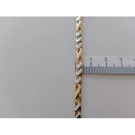 BRACCIALE ORO Maglia Bicolore GIALLO BIANCO 18 Karati 750/1000 Uomo Donna Unisex