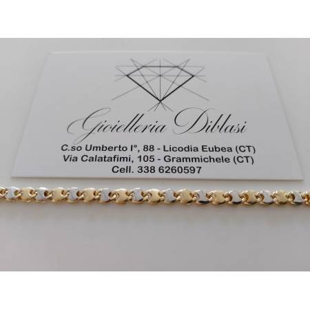 BRACCIALE In ORO Bicolore GIALLO BIANCO 18 Karati 750% Uomo Donna Maglia CATENA