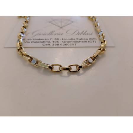 COLLANA Collier ORO 18 Karati 750% Bicolore GIALLO BIANCO Uomo Donna Girocollo