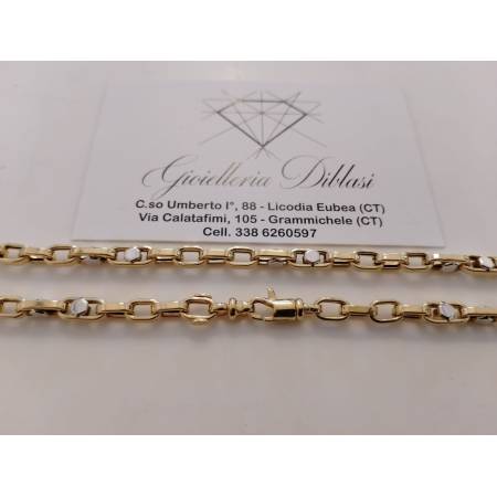 COLLANA Collier ORO 18 Karati 750% Bicolore GIALLO BIANCO Uomo Donna Girocollo