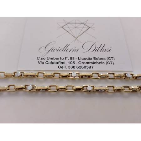 COLLANA Collier ORO 18 Karati 750% Bicolore GIALLO BIANCO Uomo Donna Girocollo
