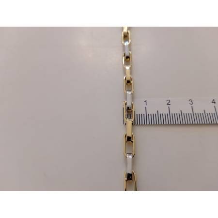 BRACCIALE ORO 18 Karati 750% Uomo Donna Bicolore GIALLO BIANCO Catena Alternata