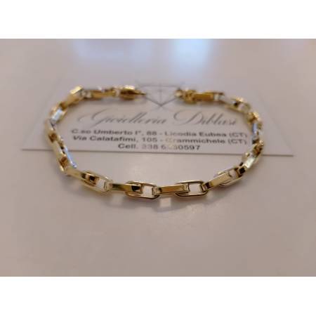 BRACCIALE ORO 18 Karati 750% Uomo Donna Bicolore GIALLO BIANCO Catena Alternata