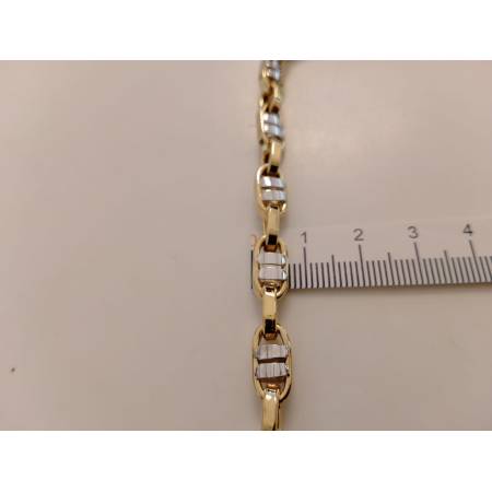BRACCIALE In ORO 18 Karati 750% Uomo Donna Bicolore GIALLO BIANCO Maglia Catena