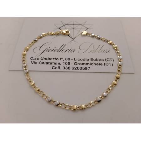 BRACCIALE In ORO 18 Karati 750% Uomo Donna Bicolore GIALLO BIANCO Maglia Catena