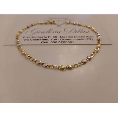 BRACCIALE In ORO 18 Karati 750% Uomo Donna Bicolore GIALLO BIANCO Maglia Catena