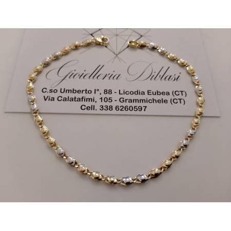 BRACCIALE In ORO 18 Karati 750% Uomo Donna Bicolore GIALLO BIANCO Maglia Catena