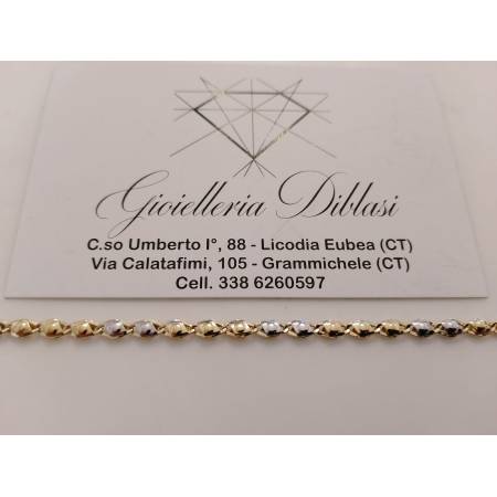 BRACCIALE In ORO 18 Karati 750% Uomo Donna Bicolore GIALLO BIANCO Maglia Catena