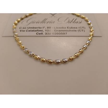 BRACCIALE In ORO 18 Karati 750% Uomo Donna Bicolore GIALLO BIANCO Maglia Catena