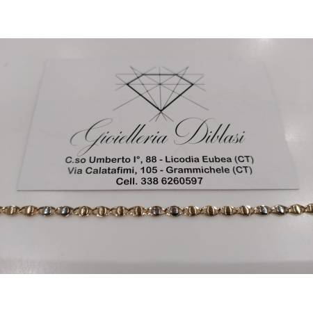 BRACCIALE In ORO 18 Karati 750% Uomo Donna Bicolore GIALLO BIANCO Maglia Catena