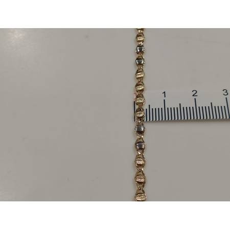 BRACCIALE In ORO 18 Karati 750% Uomo Donna Bicolore GIALLO BIANCO Maglia Catena