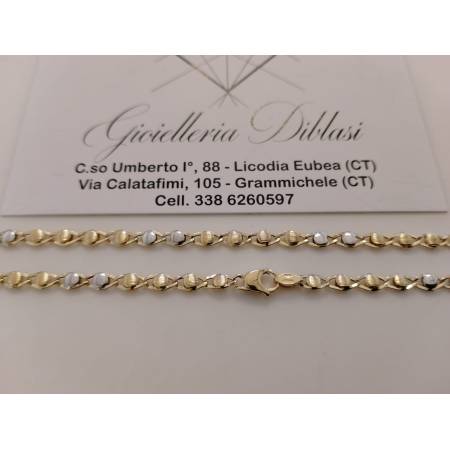COLLANA GIROCOLLO Uomo Donna ORO GIALLO BIANCO 18 KT 750% Maglia Bicolor Collier