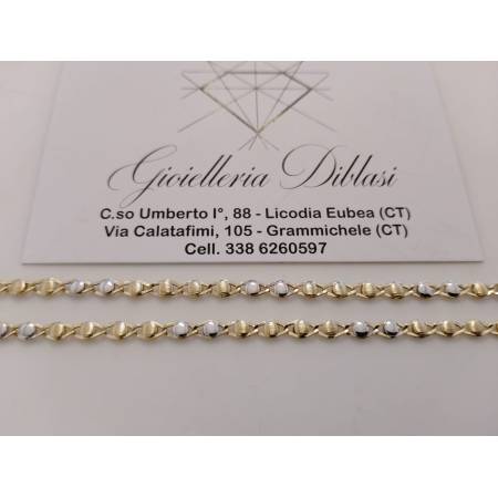 COLLANA GIROCOLLO Uomo Donna ORO GIALLO BIANCO 18 KT 750% Maglia Bicolor Collier