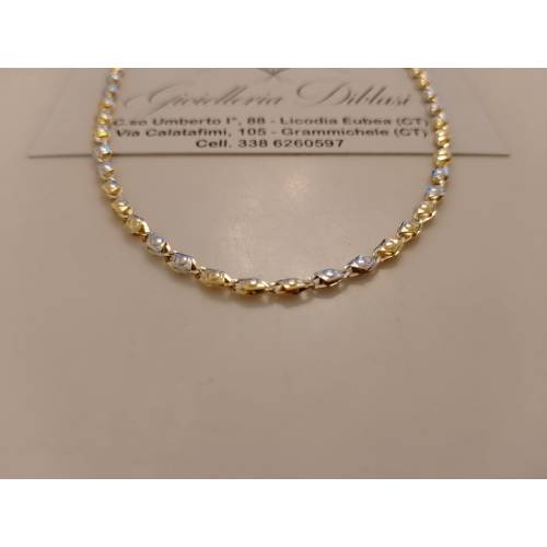 COLLANA ORO 18 KT 750% Giallo Bianco...