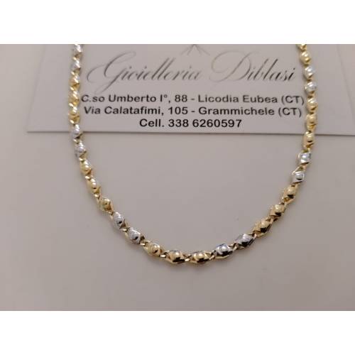 COLLANA ORO 18 KT 750% Giallo Bianco...