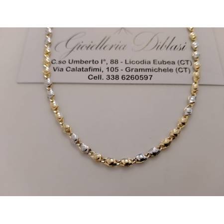 COLLANA ORO 18 KT 750% Giallo Bianco COLLIER Maglia Bicolor Girocollo Uomo Donna